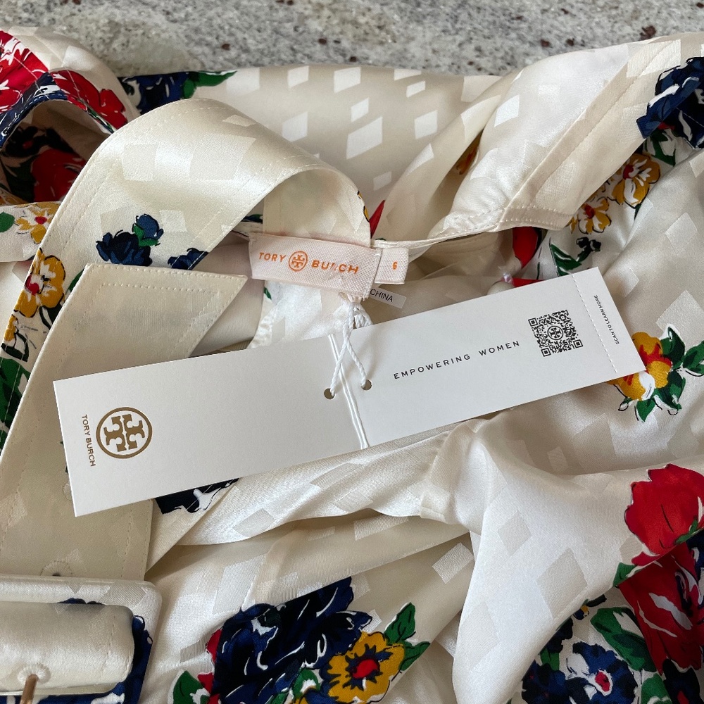Tea Rose Ruffle Silk Belted Wrap Dress from TORY BURCH - Picture 14 of 16